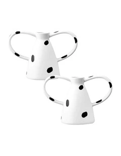 SOGA 2 Pack 24cm Polka Dot Ceramic Vases