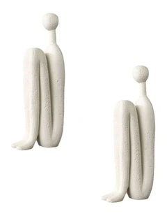 SOGA 2 Pack 28cm Stickman Resin Decorative Statues