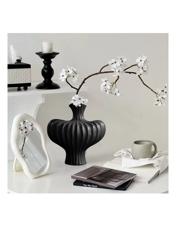 SOGA 2 Pack 30cm Large Black Ceramic Vases image 2