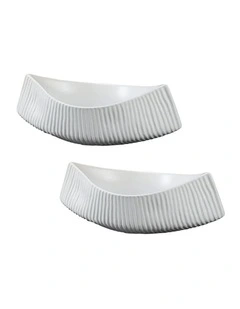 SOGA 2 Pack 37cm Ceramic Boat-Shaped Decorative Trays