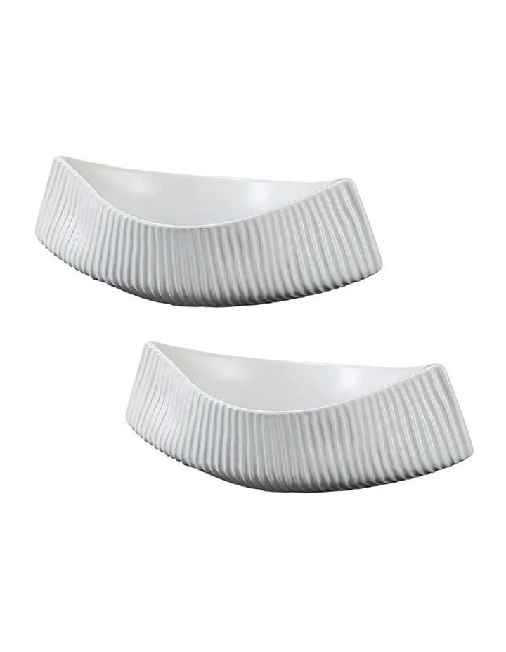 SOGA 2 Pack 37cm Ceramic Boat-Shaped Decorative Trays image 1