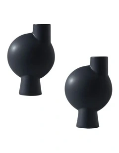 SOGA 2 Pack 27cm White Abstract Narrow-Neck Ceramic Vases