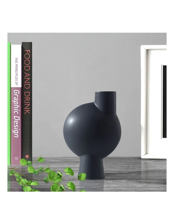 SOGA 2 Pack 27cm White Abstract Narrow-Neck Ceramic Vases image 2