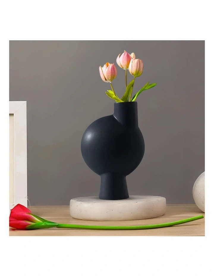 SOGA 2 Pack 27cm White Abstract Narrow-Neck Ceramic Vases image 3