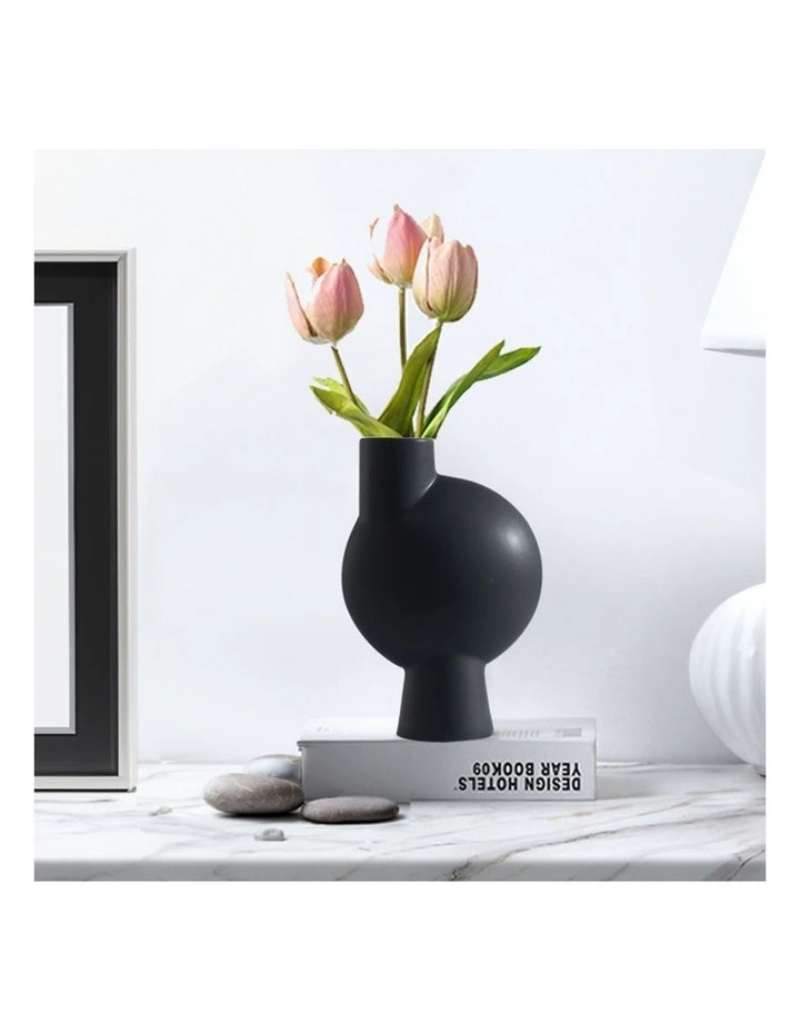 SOGA 2 Pack 27cm White Abstract Narrow-Neck Ceramic Vases image 4