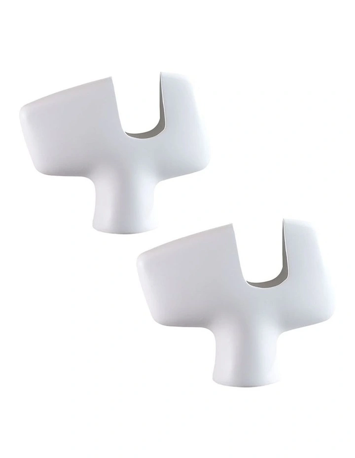 SOGA 2 Pack 35cm White Curved Sculptural Ceramic Vases image 1