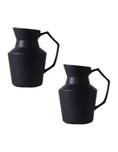 SOGA 2 Pack 24cm Black Ceramic Pitcher Vases