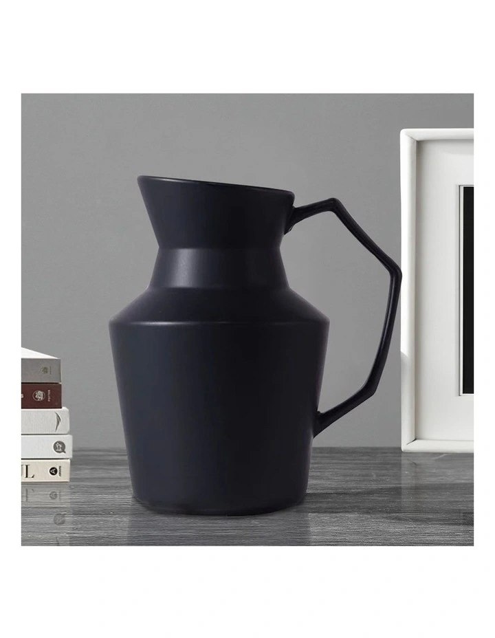 SOGA 2 Pack 24cm Black Ceramic Pitcher Vases image 2