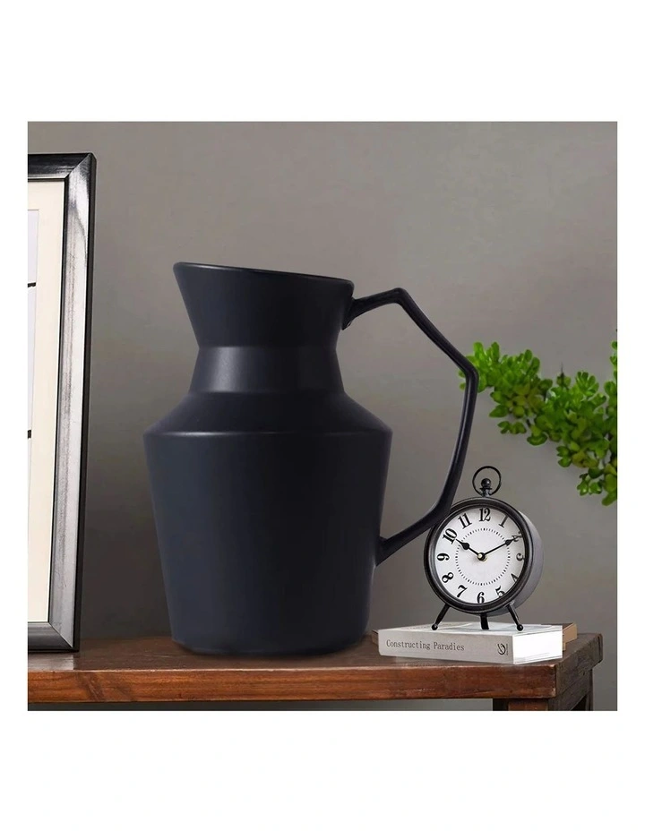 SOGA 2 Pack 24cm Black Ceramic Pitcher Vases image 3