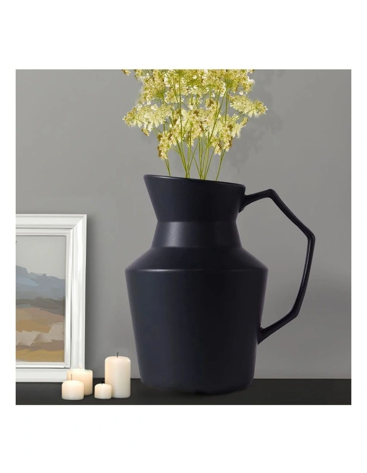 SOGA 2 Pack 24cm Black Ceramic Pitcher Vases image 4