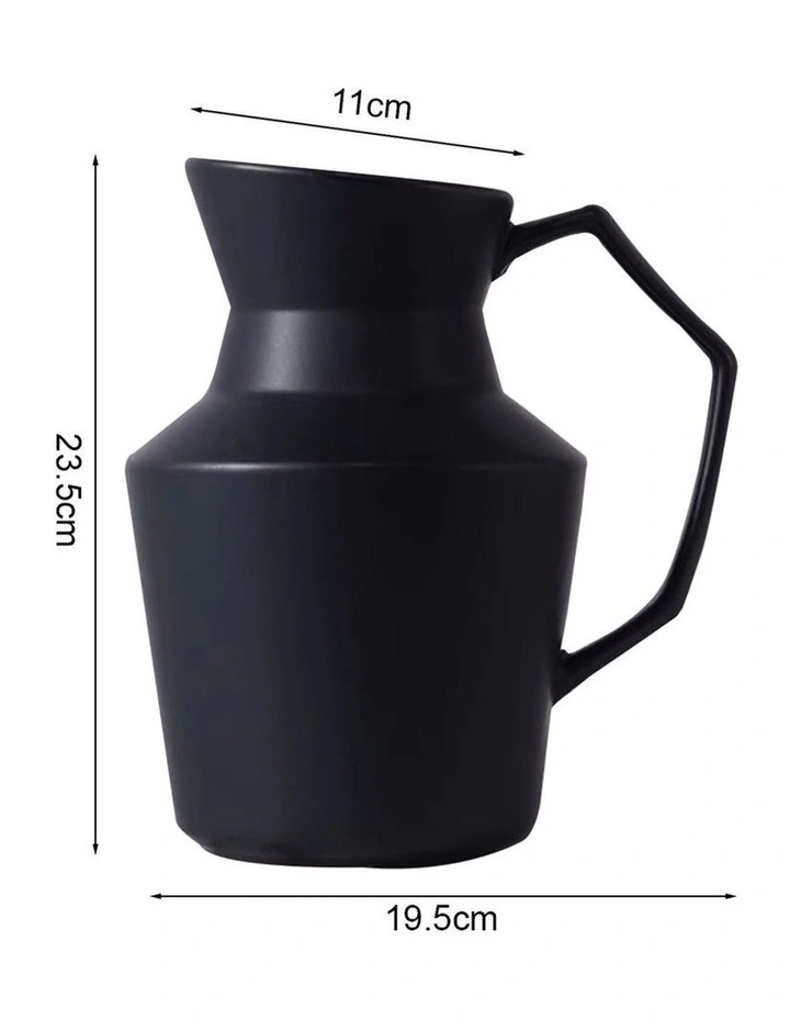 SOGA 2 Pack 24cm Black Ceramic Pitcher Vases image 5