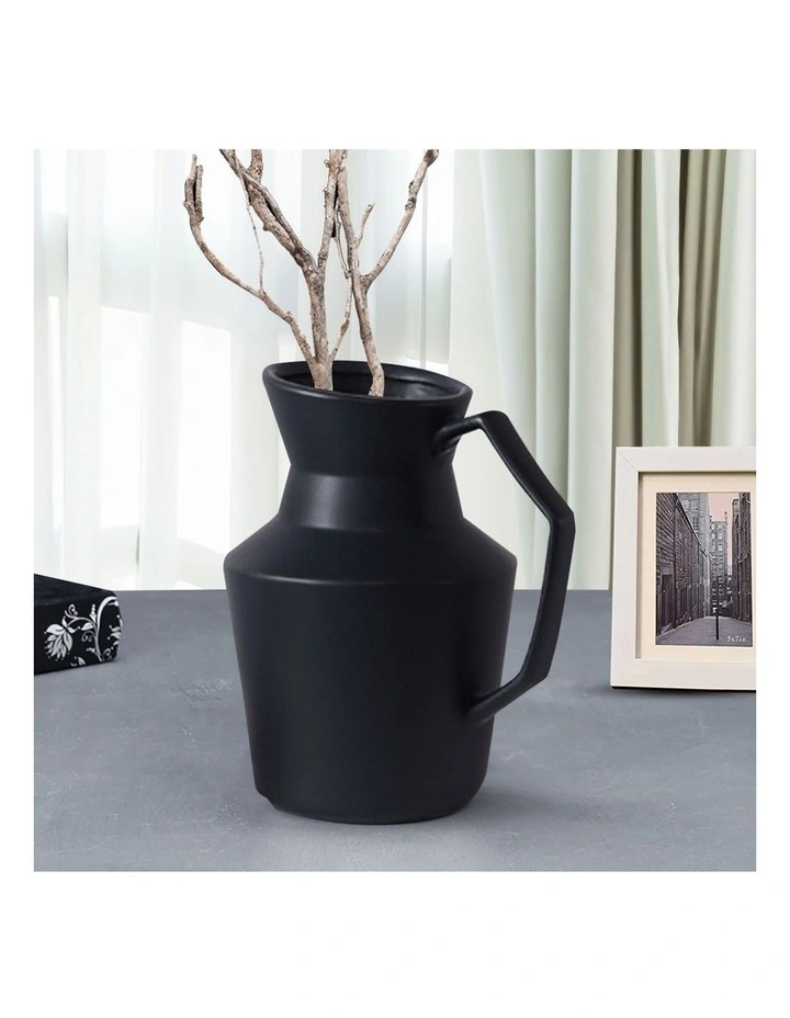 SOGA 2 Pack 24cm Black Ceramic Pitcher Vases image 6