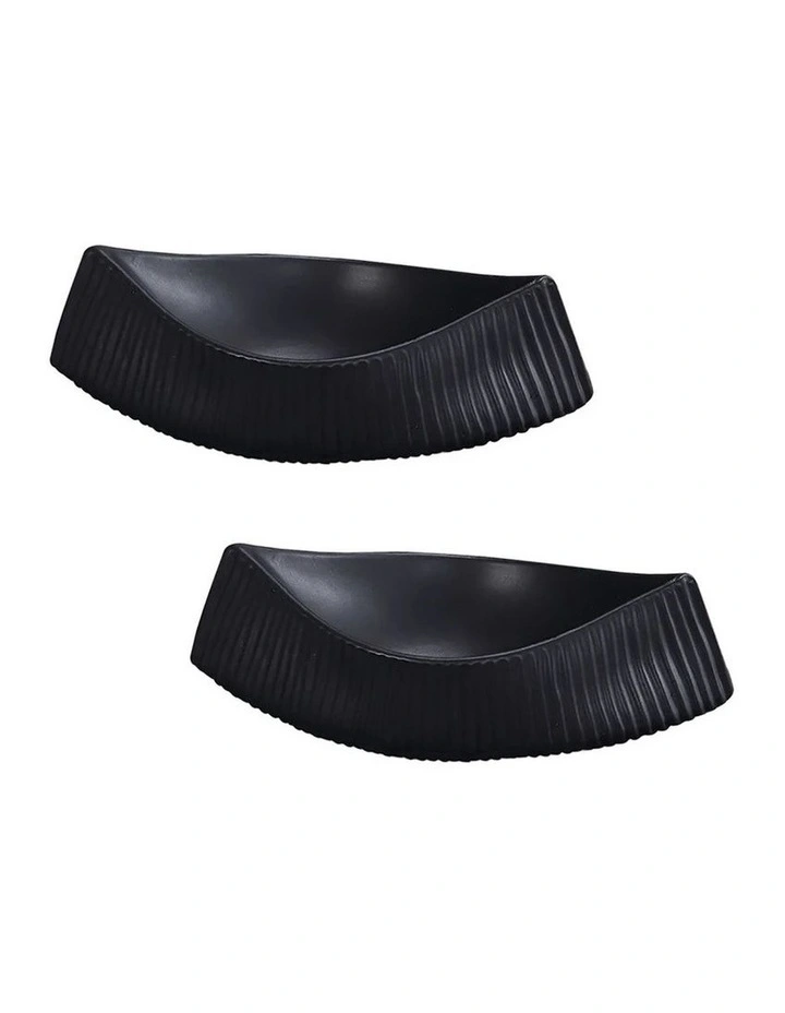 SOGA 2 Pack 37cm Ceramic Boat-Shaped Decorative Plates image 1