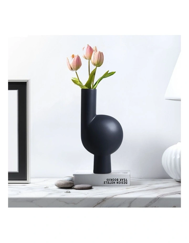 SOGA 37cm Large White Abstract Narrow-Neck Ceramic Vase image 4