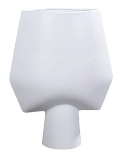 SOGA 43cm White Abstract Square Ceramic Vase