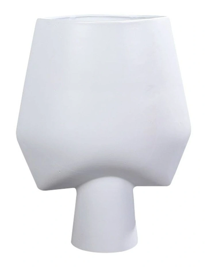 SOGA 43cm White Abstract Square Ceramic Vase image 1