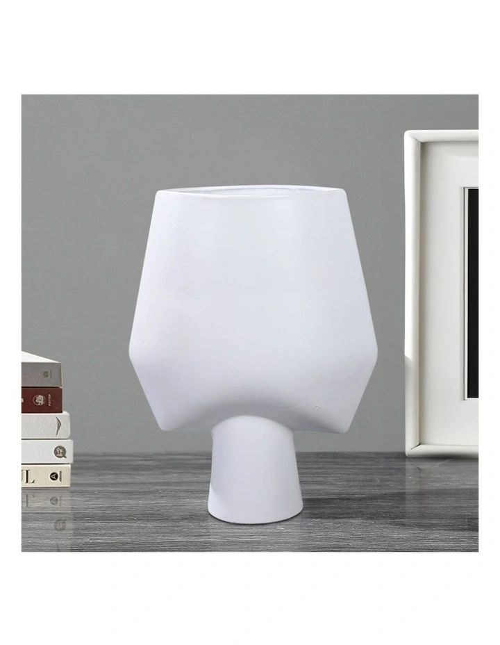 SOGA 43cm White Abstract Square Ceramic Vase image 2