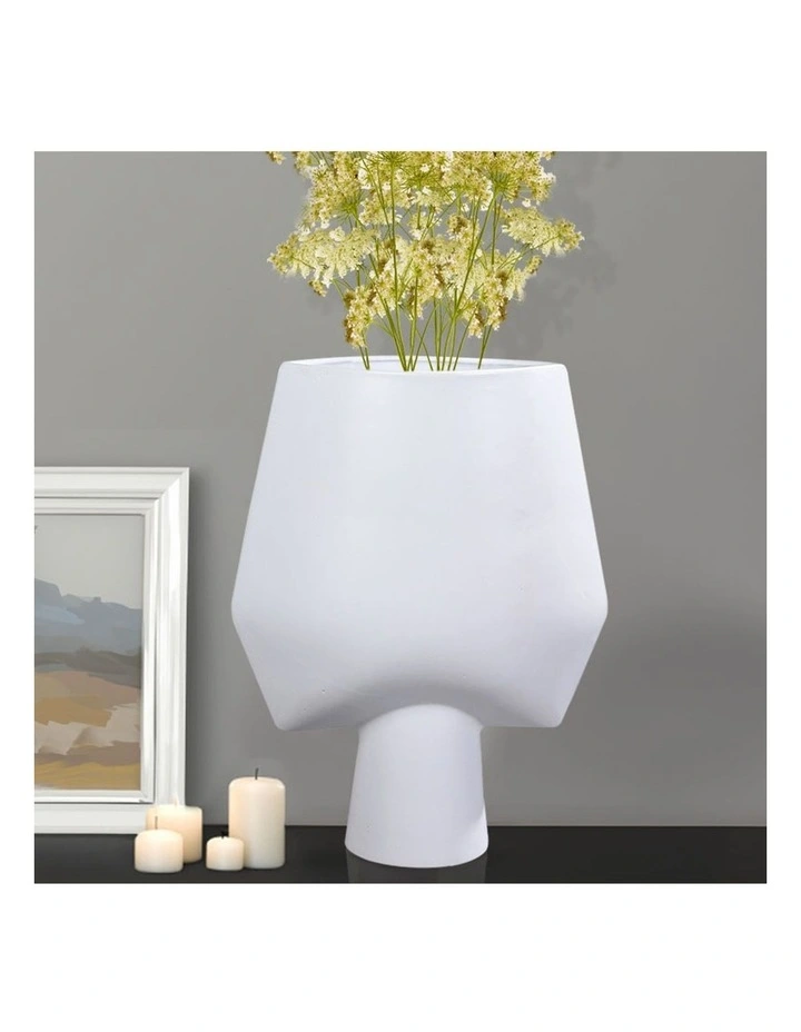 SOGA 43cm White Abstract Square Ceramic Vase image 3