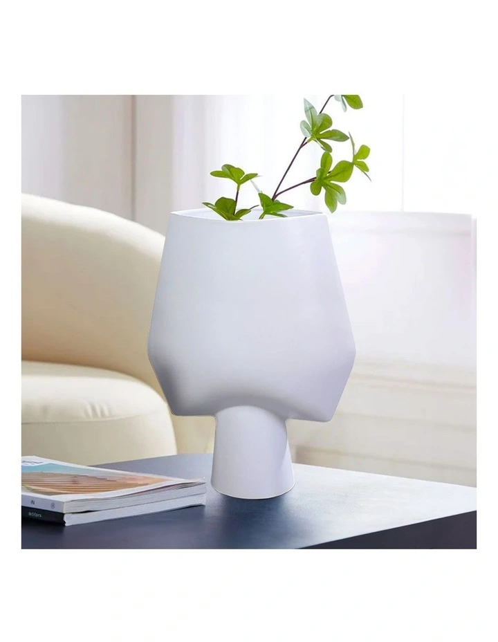 SOGA 43cm White Abstract Square Ceramic Vase image 4