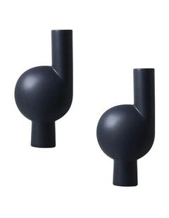 SOGA 2 Pack 37cm White Abstract Narrow-Neck Ceramic Vases