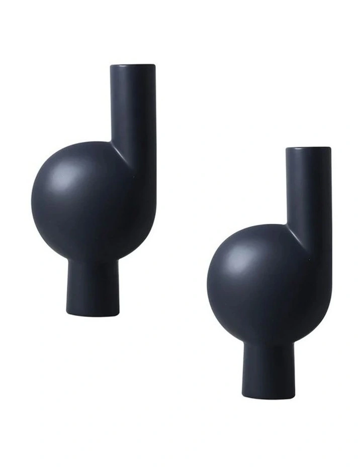 SOGA 2 Pack 37cm White Abstract Narrow-Neck Ceramic Vases image 1