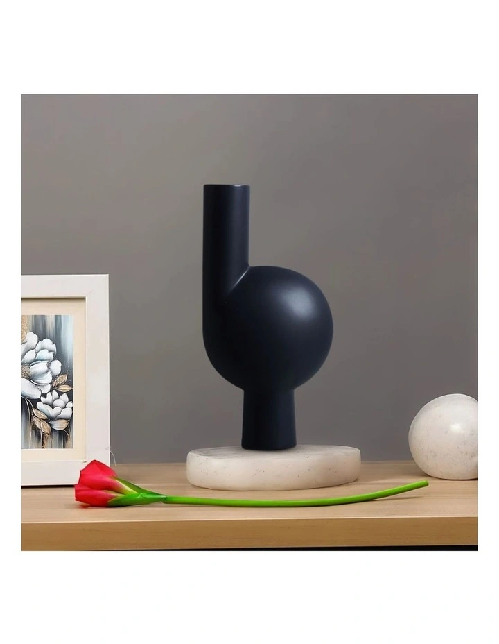 SOGA 2 Pack 37cm White Abstract Narrow-Neck Ceramic Vases image 3