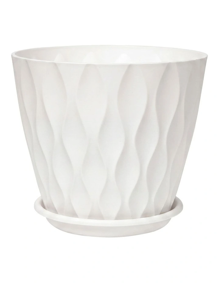 Toque Plant Pots 5 Pcs 8 Inchs Plastic Planter Pots with Drainage Saucers White image 2