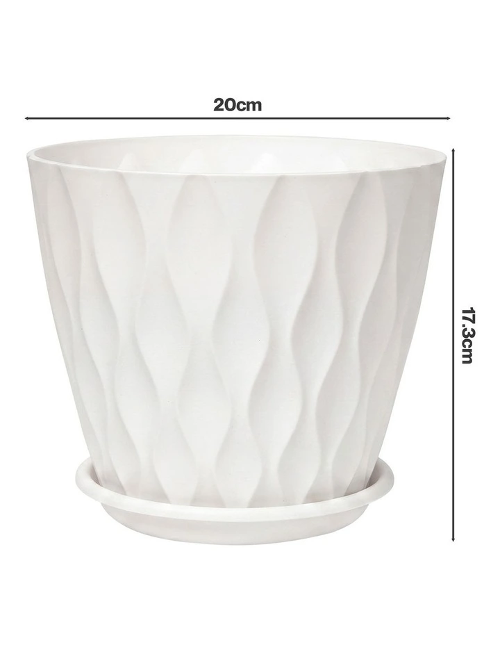 Toque Plant Pots 5 Pcs 8 Inchs Plastic Planter Pots with Drainage Saucers White image 3