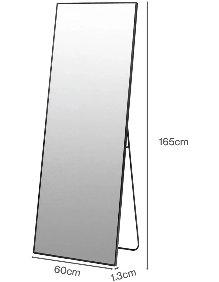 Yezi Rectangular Full Length Mirror 165x60cm Black Standing Floor Wall Leaning image 3
