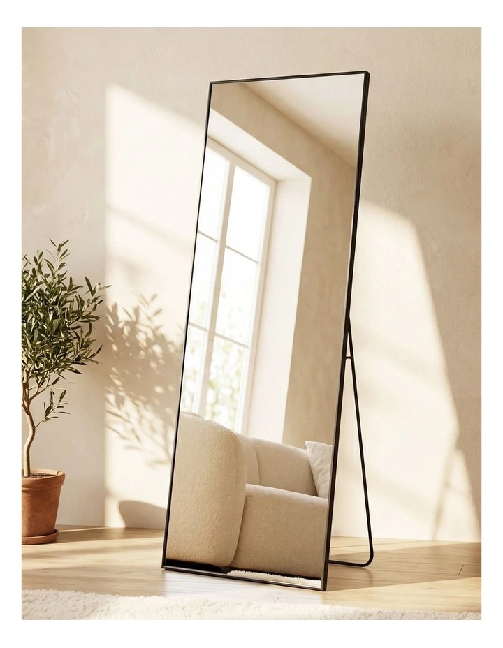 Yezi Rectangular Full Length Mirror 165x60cm Black Standing Floor Wall Leaning image 7