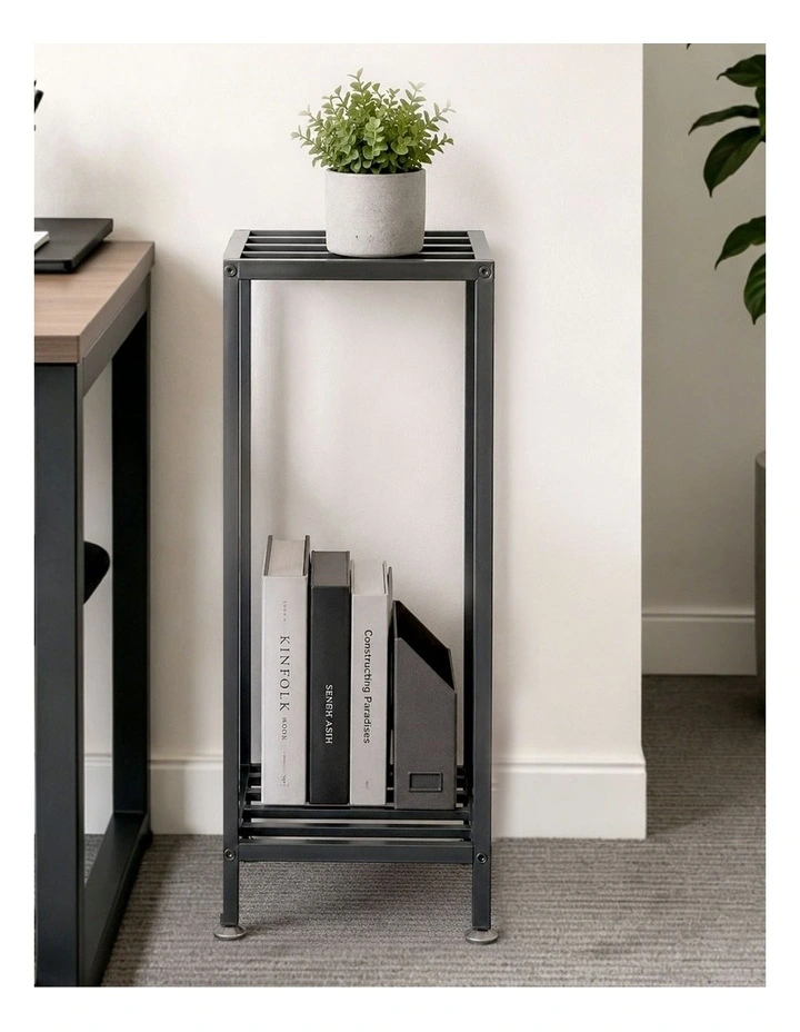 Levede Metal Plant Stand 76cm Tall 2 Tier Indoor Corner Shelf Black Display Rack image 7