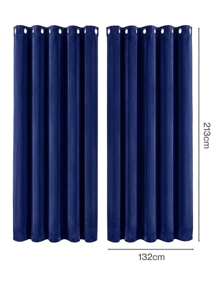 Marlow Velvet Blackout Curtains 2-Panel Room Darkening Eyelet Curtains 132x213cm image 3