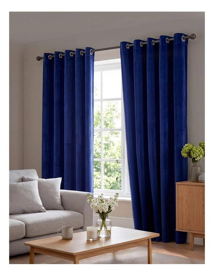 Marlow Velvet Blackout Curtains 2-Panel Room Darkening Eyelet Curtains 132x213cm image 7