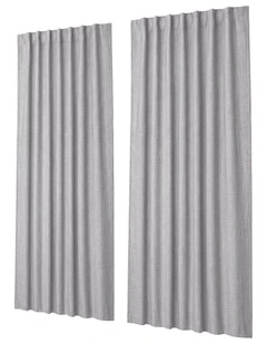 Marlow Blackout Curtains Thermal Linen Look Blockout Drapes 2 Panels Grey