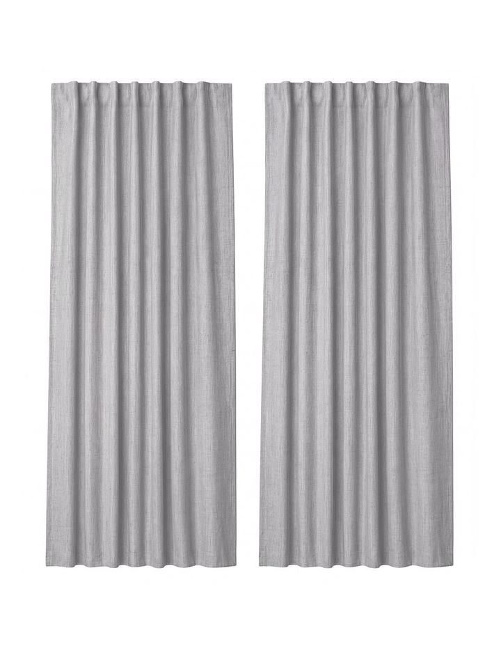 Marlow Blackout Curtains Thermal Linen Look Blockout Drapes 2 Panels Grey image 2