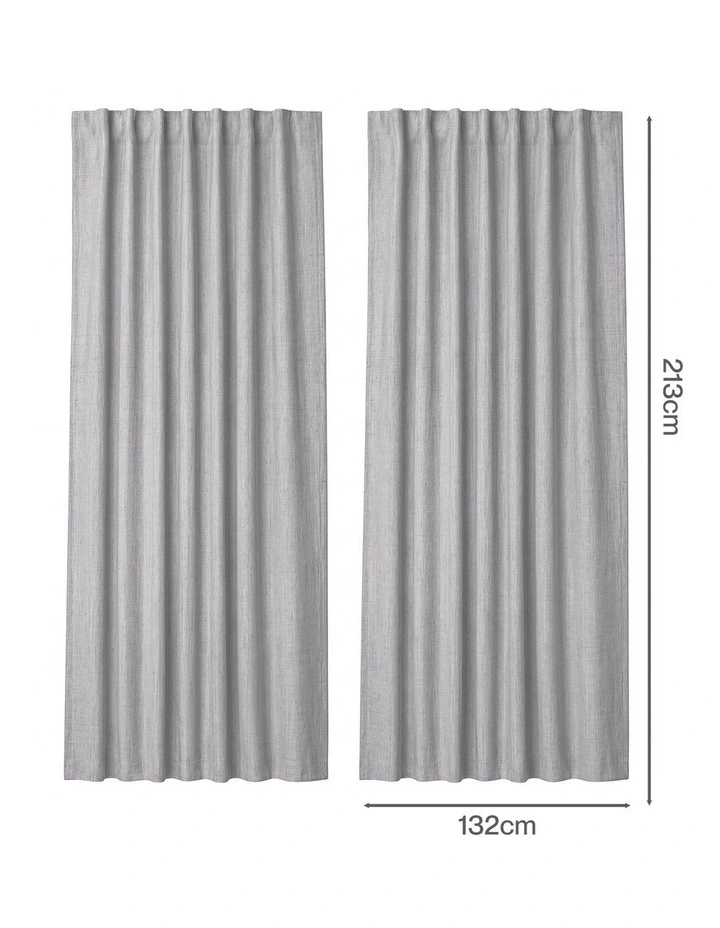 Marlow Blackout Curtains Thermal Linen Look Blockout Drapes 2 Panels Grey image 3