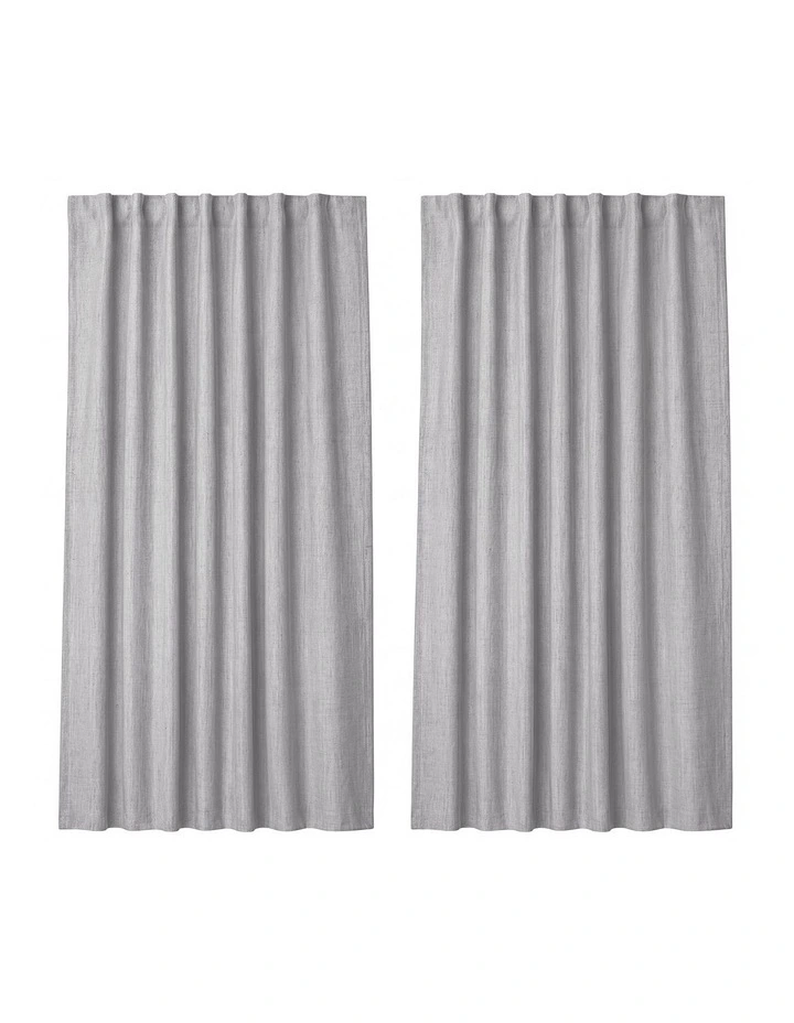 Marlow 2 Panels Blackout Curtains Thermal Linen Look Blockout Drapes Grey image 2