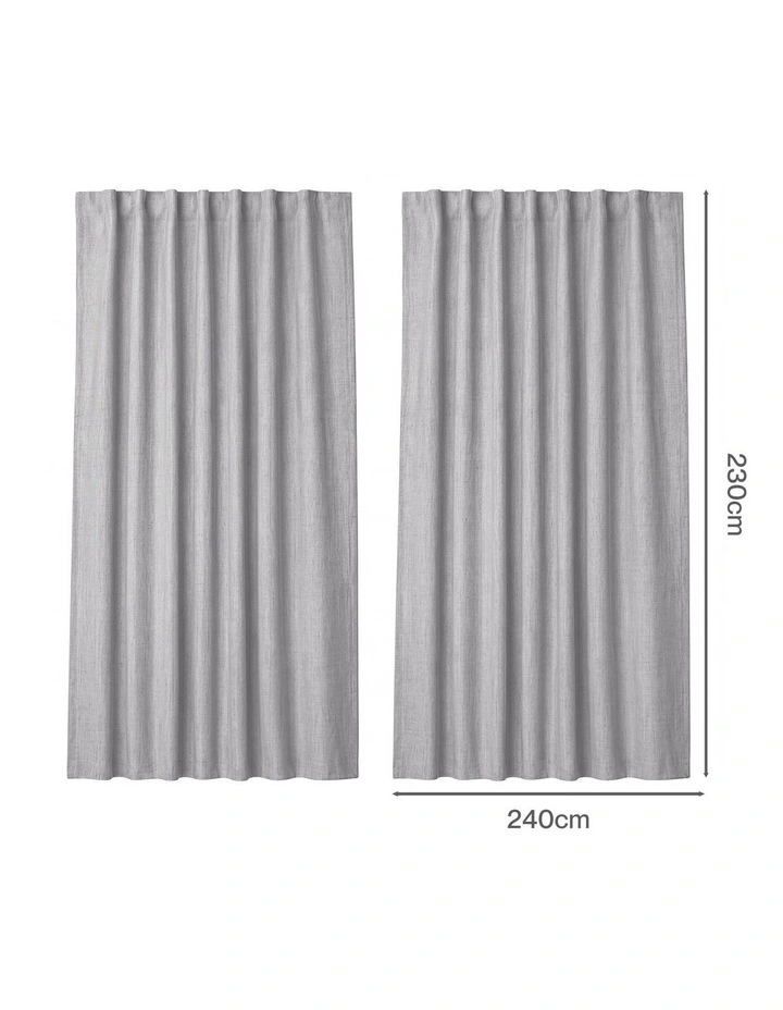 Marlow 2 Panels Blackout Curtains Thermal Linen Look Blockout Drapes Grey image 3