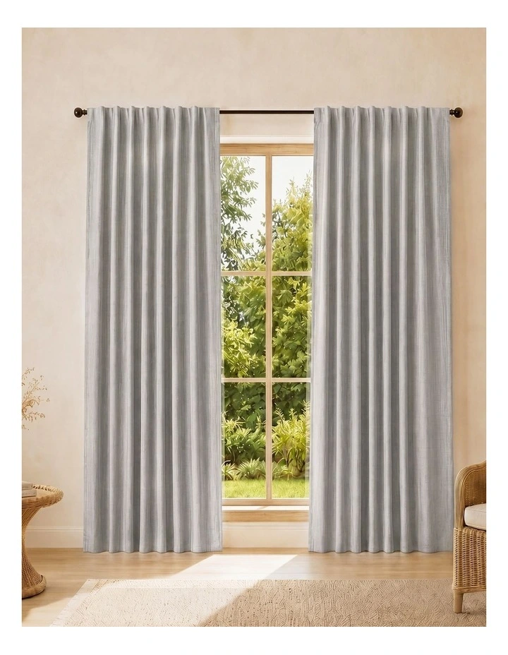 Marlow 2 Panels Blackout Curtains Thermal Linen Look Blockout Drapes Grey image 7