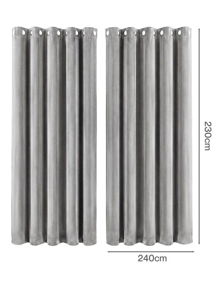 Marlow Blackout Curtains 2 Panels Velvet Room Darkening Eyelet Curtains Grey image 3