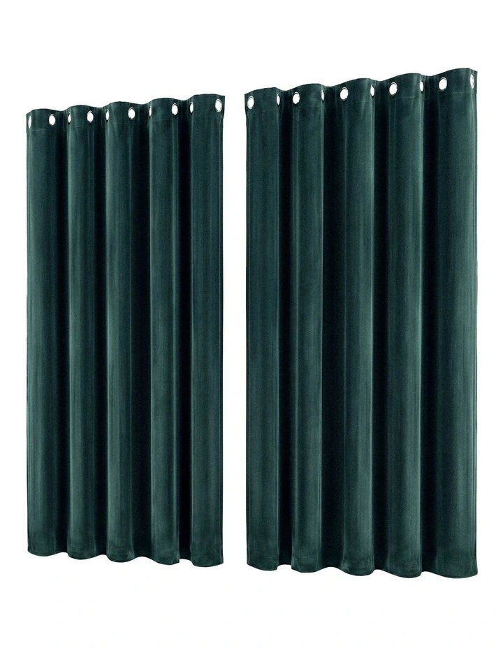 Marlow Blackout Curtains 2-Panel Velvet Room Darkening Eyelet Curtains 240x230cm image 2