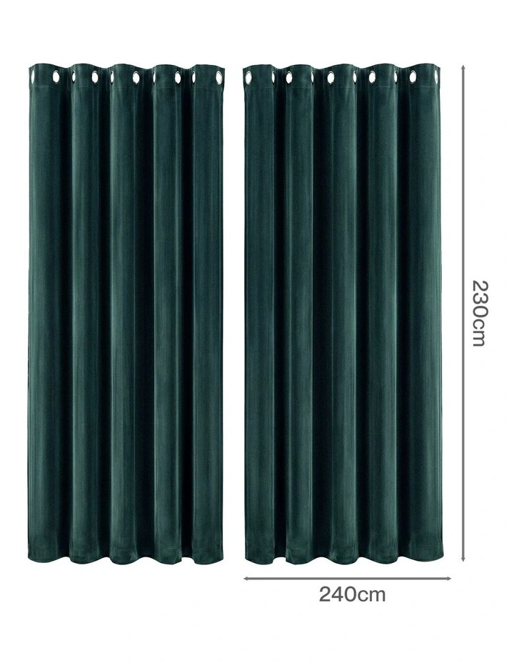 Marlow Blackout Curtains 2-Panel Velvet Room Darkening Eyelet Curtains 240x230cm image 3