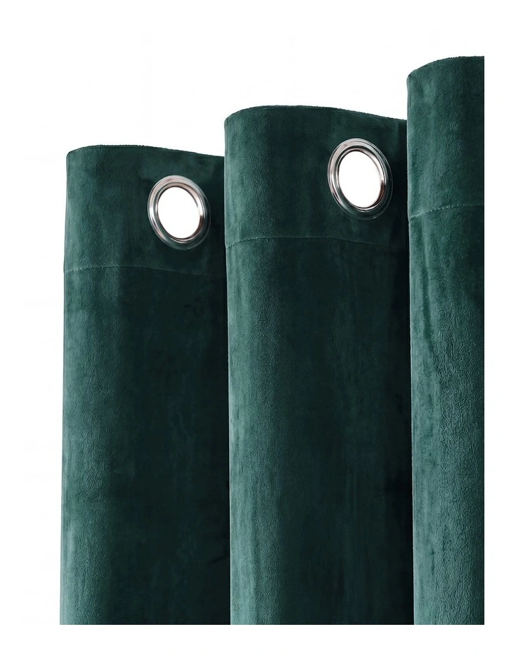 Marlow Blackout Curtains 2X Velvet Room Darkening Eyelet Curtains Decor Green image 5