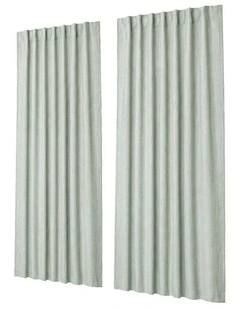 Marlow Blackout Curtains 2 Panels Thermal Linen Look Blockout Drapes Green