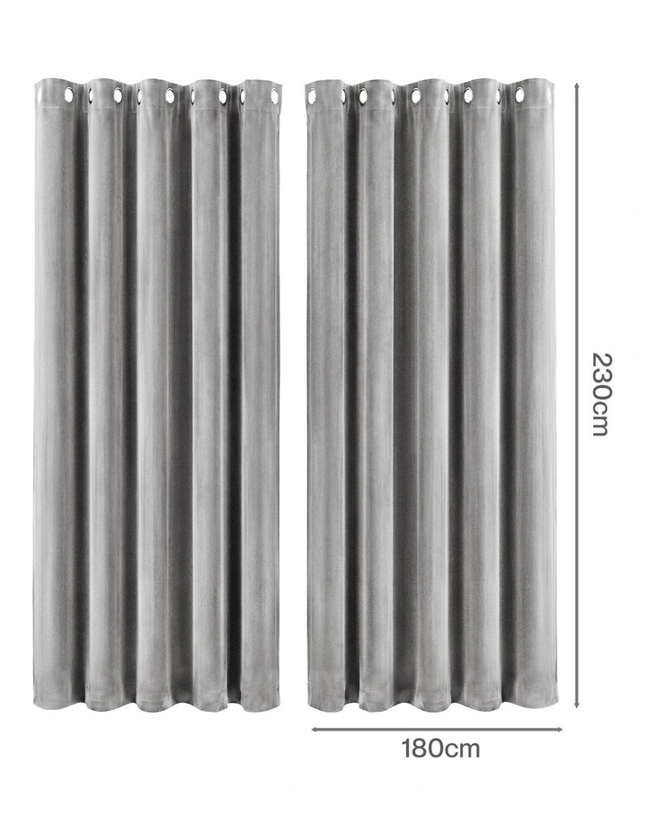 Marlow Blackout Curtains 2X Velvet Room Darkening Eyelet Curtains Decor Grey image 3