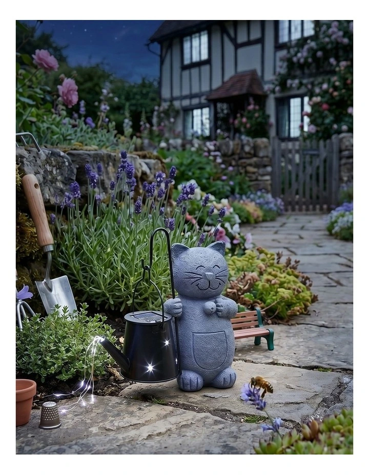 Emitto Cat Garden Statue Solar Lantern Outdoor Weatherproof Gift Decor LED Light image 7