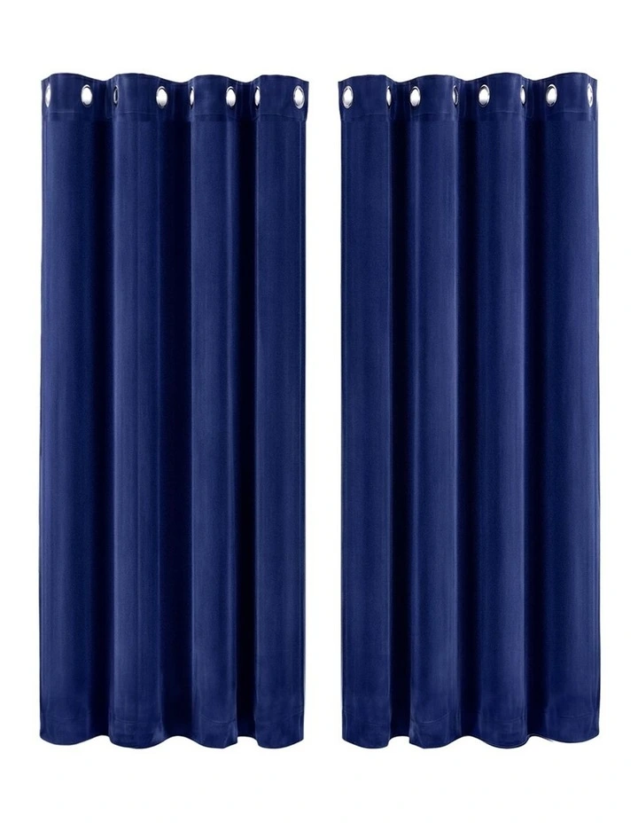 Marlow Velvet Blackout Curtains 2-Panel Room Darkening Eyelet Curtains 132x160cm image 1