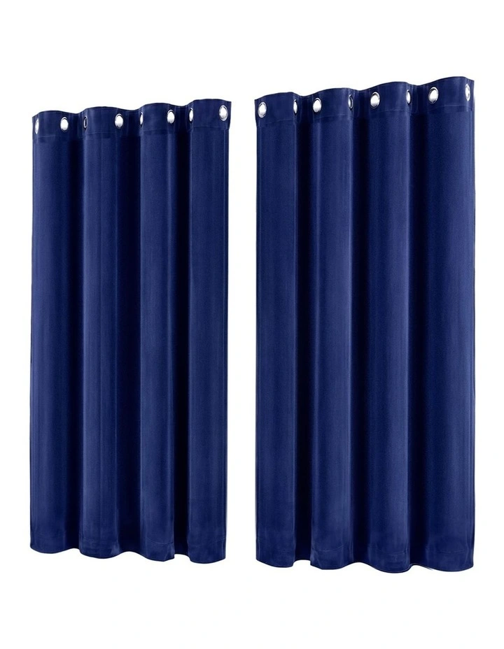 Marlow Velvet Blackout Curtains 2-Panel Room Darkening Eyelet Curtains 132x160cm image 2