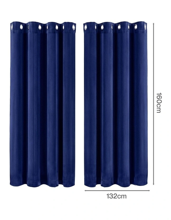 Marlow Velvet Blackout Curtains 2-Panel Room Darkening Eyelet Curtains 132x160cm image 3