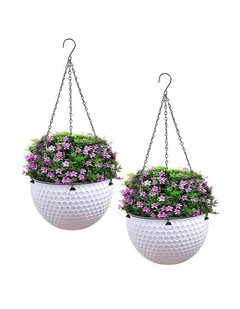 SOGA 11cm Self-Watering Hanging Planter White 2 Pack